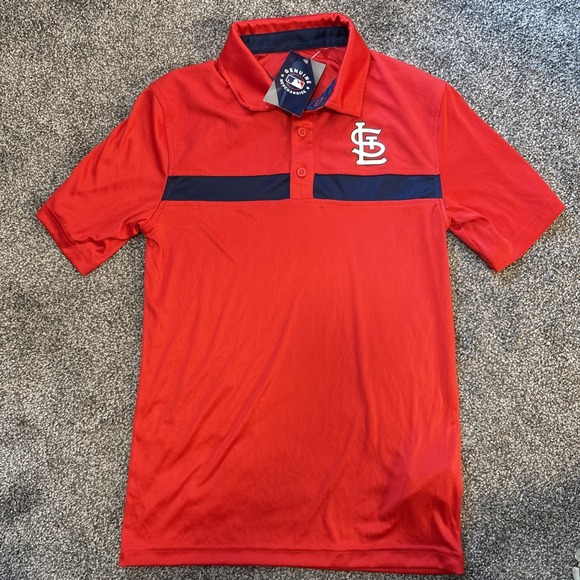 ST Louis Cardinals New Men's Small Red Short Sleeve Polo Golf Shirt NWT - Picture 1 of 4